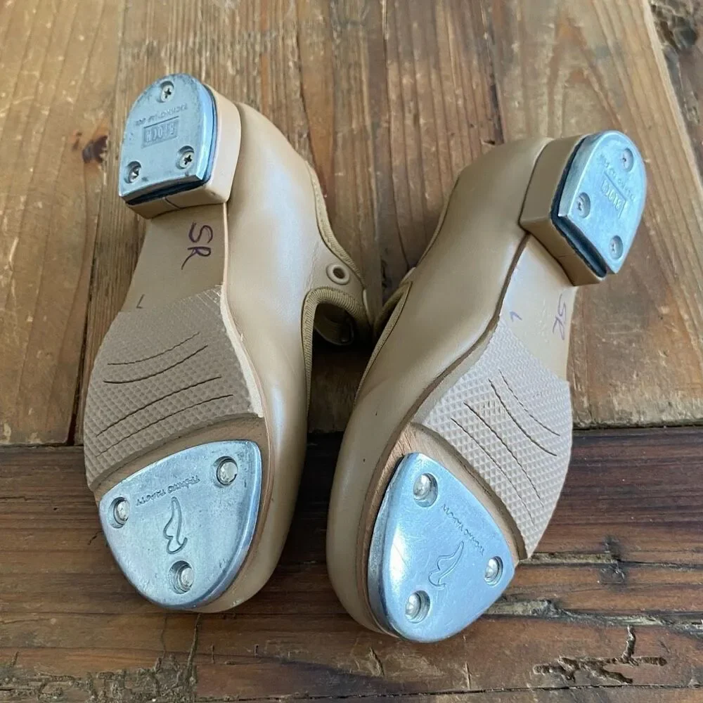 Bloch Tap Shoes Tan Elastic Snap Toddler Dance Size 6.5 M